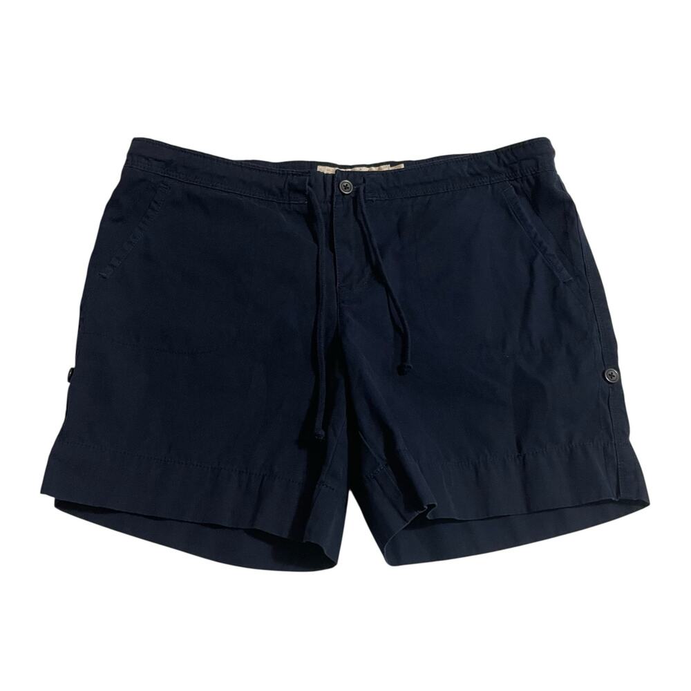 J. Crew Womens Shorts Size 8 Navy Blue Twill Chino City Fit Zip Fly Drawstring